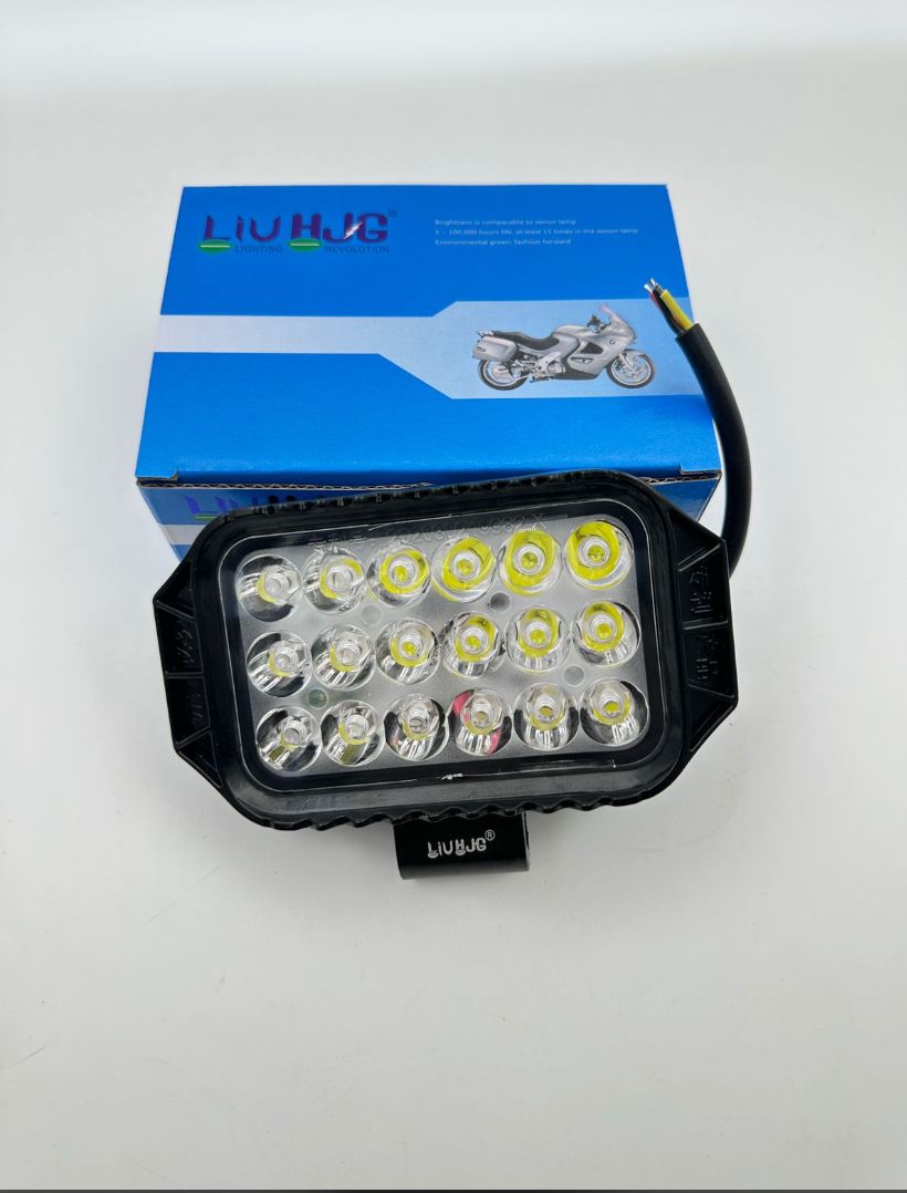 HJG 18-LED High-Power Motorcycle Fog Light – Ultra Wide Beam (12V–80V)