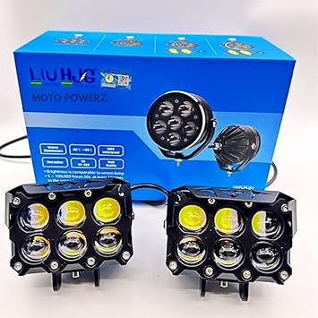 LIU HJG Moto Powerz 6-Lens LED Fog Light – Ultra-Bright Dual-Color Beam for Motorcycles