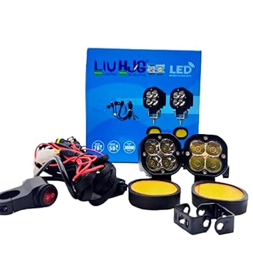 LIU HJG 8-Lens LED Fog Light with Yellow Filter & Switch – Complete Motorcycle Lighting Kit