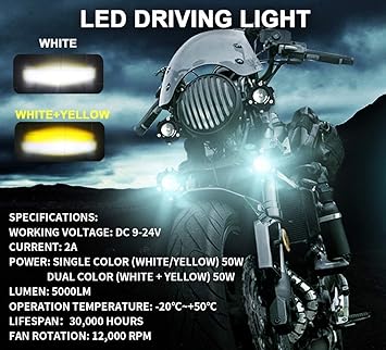Dual-Color LED Driving Light – High-Performance Motorcycle Auxiliary Lamp