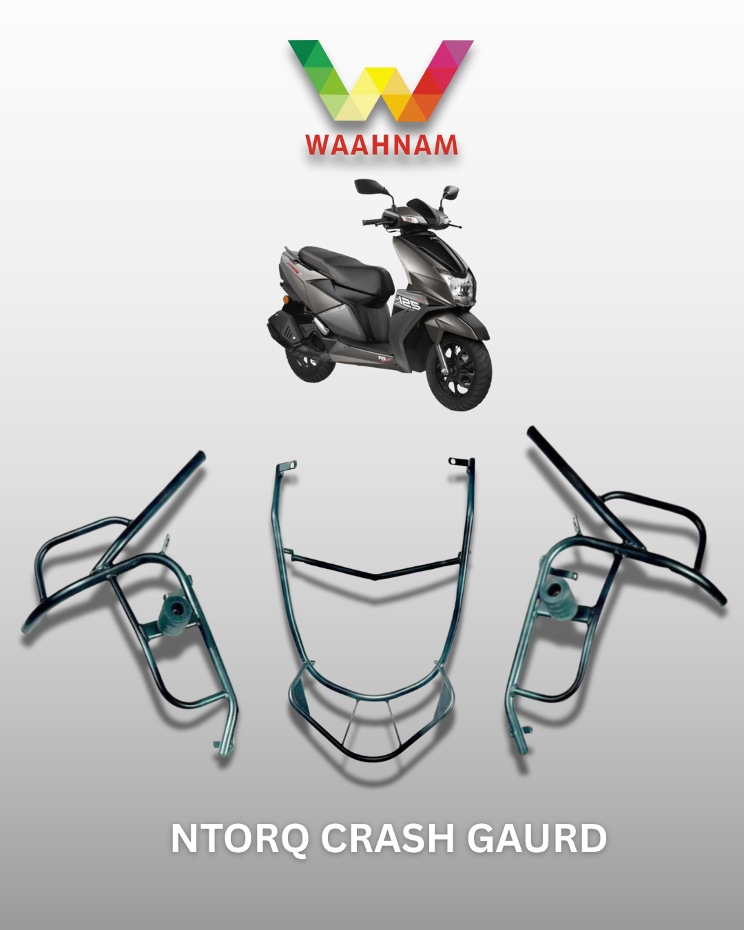 NTORQ CRASH GAURD SET STAINLESS STEEL BLACK POWDER COATED