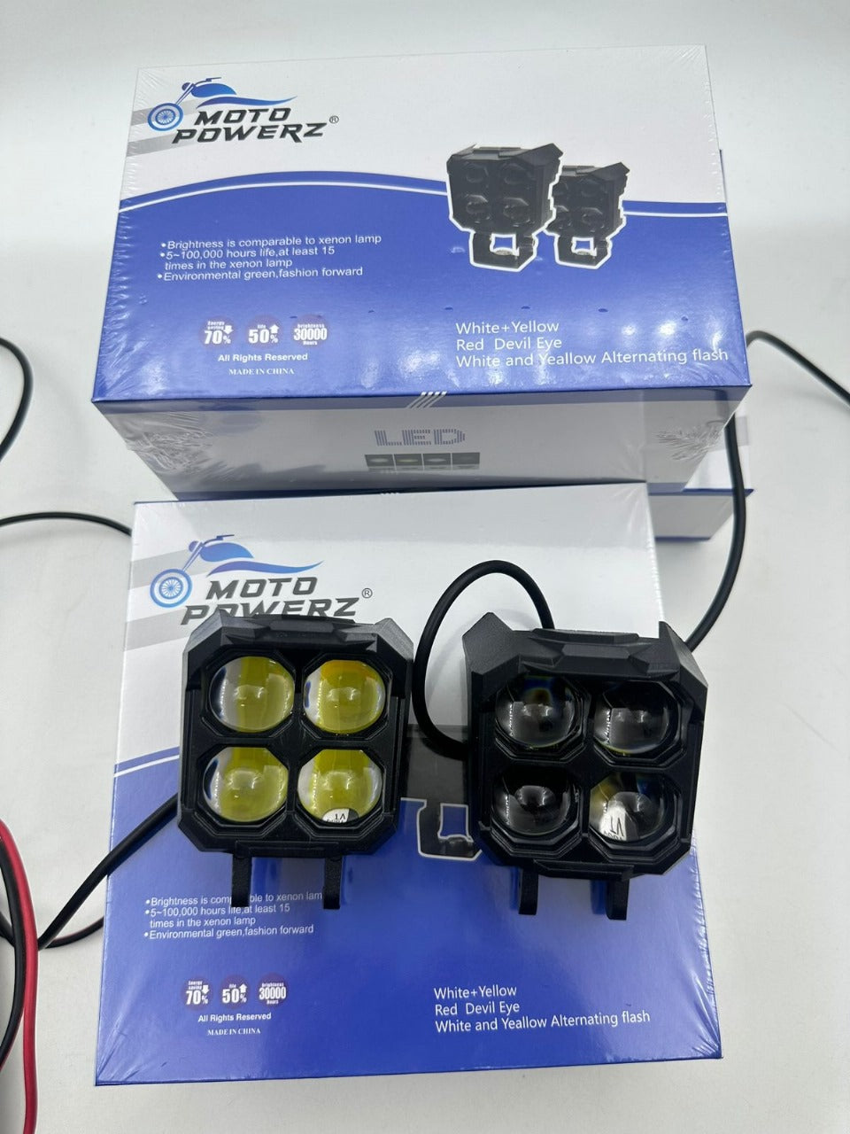 Moto Powerz Quad-Beam LED Fog Lights – Devil Eye Series (12V–80V)