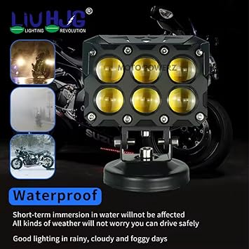 LIU HJG Moto Powerz 6-Lens LED Fog Light – Ultra-Bright Dual-Color Beam for Motorcycles