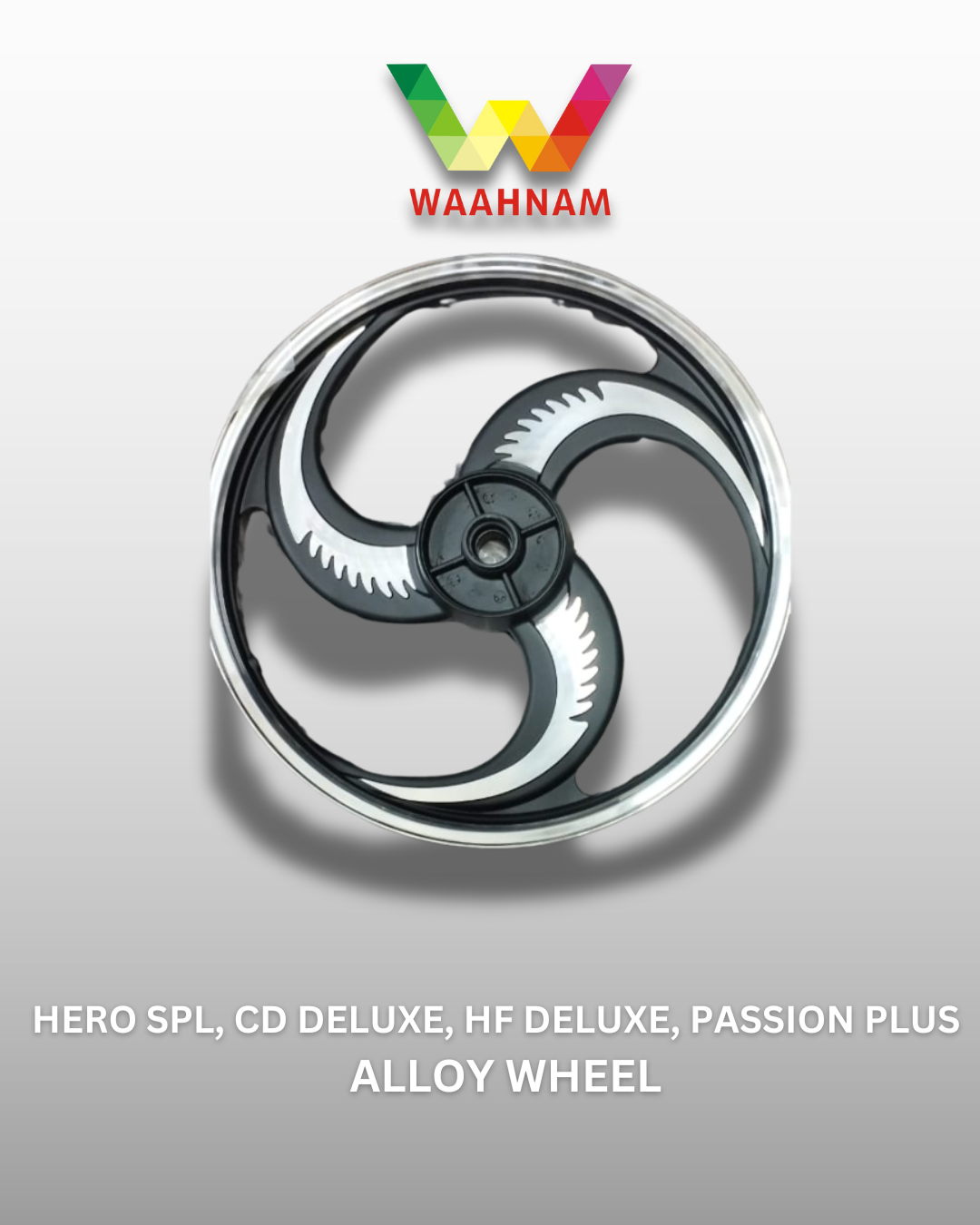 Alloy Wheel for Splendor CD Deluxe / HF Deluxe / Passion Plus (3 Spoke)